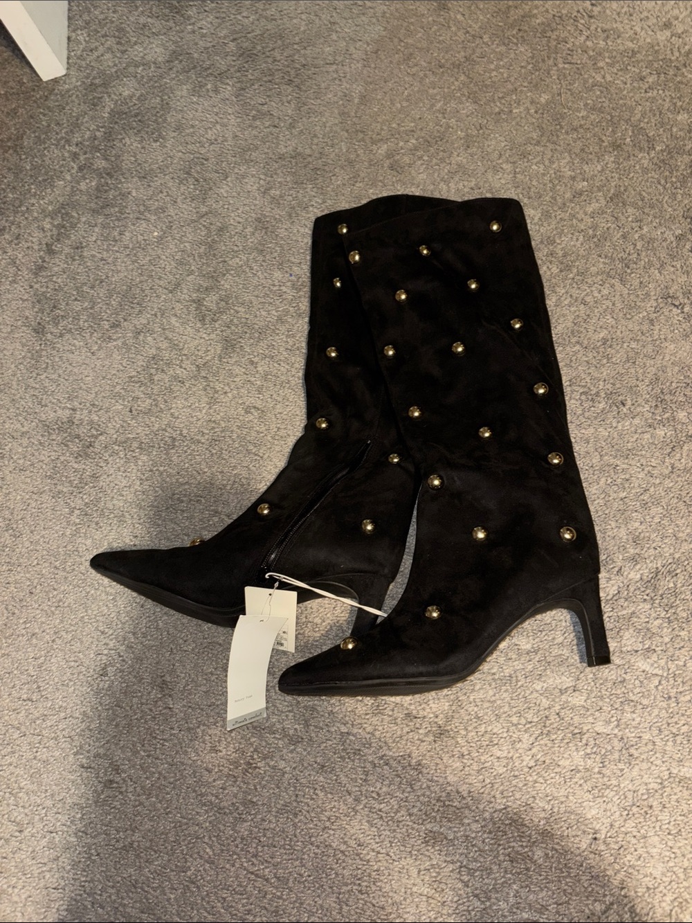 a new day Black Studded Knee Boots with Gold Accents